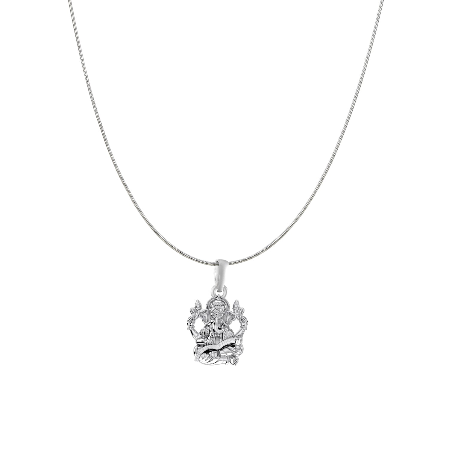 Akshat Sapphire Sterling Silver (92.5% purity) God Ganesha Chain Pendant (Pendant with Snake Chain) for Men & Women Pure Silver Lord Ganapathy Chain Locket for Good Health & Wealth