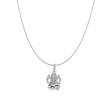 Akshat Sapphire Sterling Silver (92.5% purity) God Ganesha Chain Pendant (Pendant with Snake Chain) for Men & Women Pure Silver Lord Ganapathy Chain Locket for Good Health & Wealth