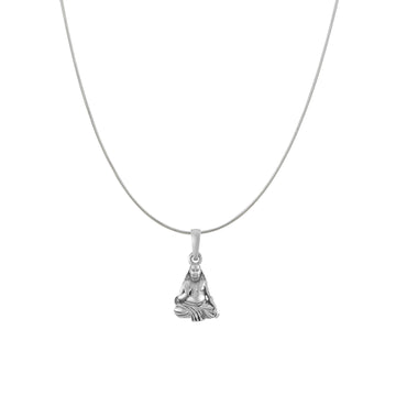 Akshat Sapphire Sterling Silver (92.5% purity) Spiritual Raghavendra Swamy (Pendant with Snake Chain) for Men & Women Pure Silver religious Raghvendra Swami chain Locket for Good Health & Wealth