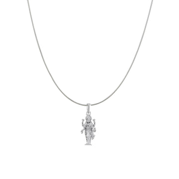 Akshat Sapphire Sterling Silver (92.5% purity) Goddess Laxmi Ji Chain Pendant (Pendant with Snake Chain) for Men & Women Pure Silver Lord Laxmi Ji Chain Locket for Health & Wealth