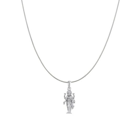 Akshat Sapphire Sterling Silver (92.5% purity) Goddess Laxmi Ji Chain Pendant (Pendant with Snake Chain) for Men & Women Pure Silver Lord Laxmi Ji Chain Locket for Health & Wealth