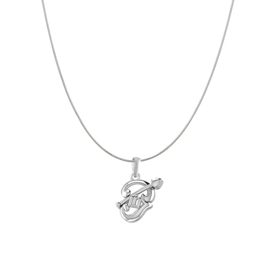 Akshat Sapphire Sterling Silver (92.5% purity) Spiritual OM Chain Pendant (Pendant with Snake Chain) for Men & Women Pure Silver Divine OM Chain Locket for Health & Wealth
