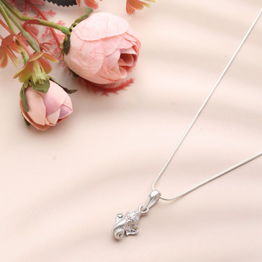 Akshat Sapphire Sterling Silver (92.5% purity) God Ganesha Chain Pendant (Pendant with Snake Chain) for Men & Women Pure Silver Lord Ganapathy Chain Locket for Good Health & Wealth