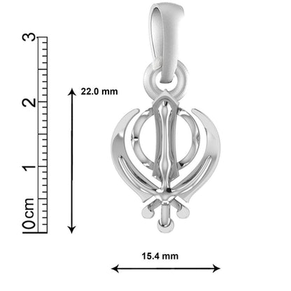 Sterling Silver (92.5% Purity) Pure Silver Sikh Khanda Symbol chain Pendant (Locket with Snake Chain) for Men and Women