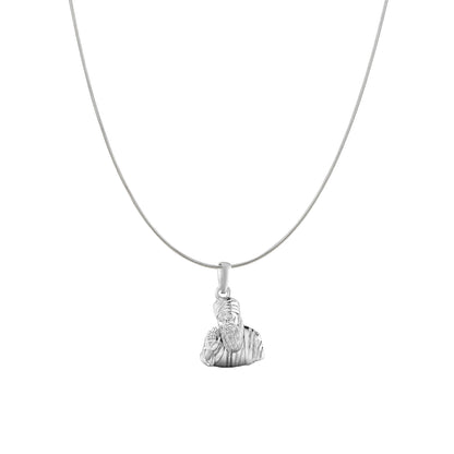 Guru Nanak Chain Pendant (Pendant with Snake Chain) for Men and women Pure Silver spiritual Punjabi Sikh Sardar Baba Guru Nanak Chain Locket for Good Luck, Health & Wealth