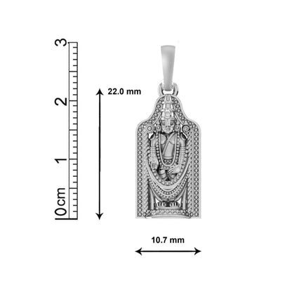 Sterling Silver (92.5% Purity) Pure Silver God Tirupati Bala Ji Chain Pendant (Locket with Snake Chain) for Men & Women
