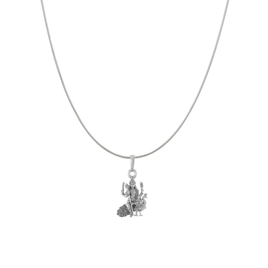 Akshat Sapphire Sterling Silver (92.5% purity) God Kartikeya Chain Pendant (Pendant with Snake Chain) for Men & Women Pure Silver Lord Kartikeya Chain Locket for Good Health & Wealth