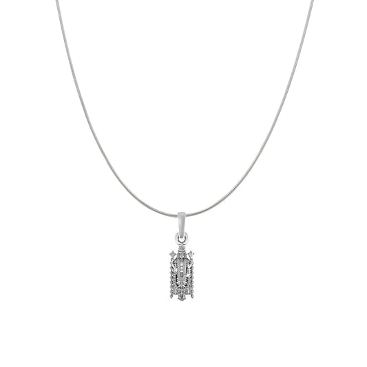 Akshat Sapphire Sterling Silver (92.5% purity) God Tirupati Bala Ji Chain Pendant (Pendant with Snake Chain) for Men & Women Pure Silver Lord Bala Ji Chain Locket for Good Health & Wealth