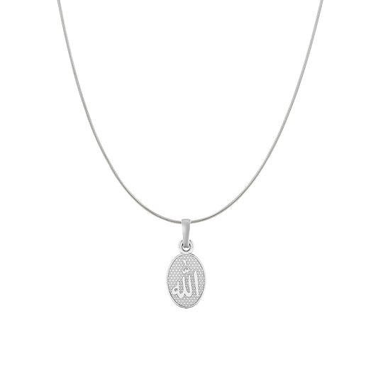 Religious God Allah Barkat Chain Pendant (Pendant with Snake Chain) for Men and women Pure Silver spiritual Islamic Muslim Allah Barkat Kareem symbol Chain Locket for Good Luck, Health & Wealth