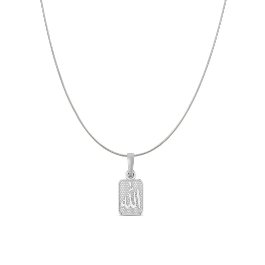 Religious God Allah Barkat Chain Pendant (Pendant with Snake Chain) for Men and women Pure Silver spiritual Islamic Muslim Allah Barkat Kareem symbol Chain Locket for Good Luck, Health & Wealth
