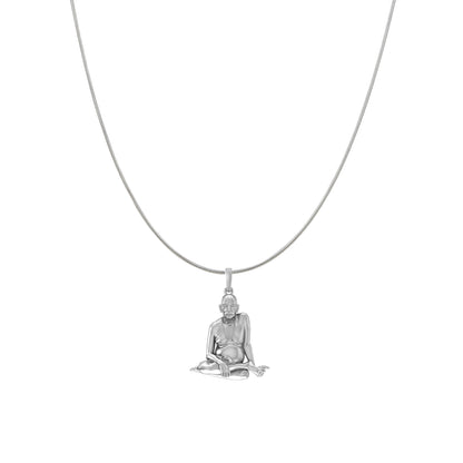 Akshat Sapphire Sterling Silver (92.5% purity) Spiritual Swami Samarth Chain Pendant (Pendant with Snake Chain) for Men and women Pure Silver religious Swami of Akkalkot Swami Smarth Chain Locket for Good Luck, Health & Wealth