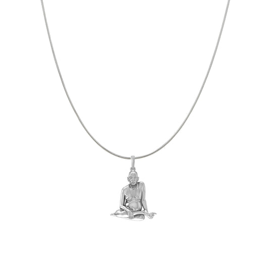 Akshat Sapphire Sterling Silver (92.5% purity) Spiritual Swami Samarth Chain Pendant (Pendant with Snake Chain) for Men and women Pure Silver religious Swami of Akkalkot Swami Smarth Chain Locket for Good Luck, Health & Wealth