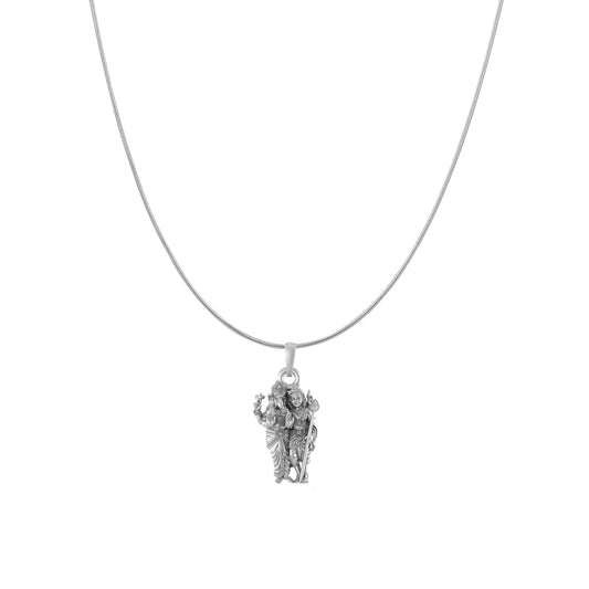 Akshat Sapphire Sterling Silver (92.5% purity) God Ganesh kartikeya Brother Chain Pendant (Pendant with Snake Chain) for Men & Women Pure Silver Lord Ganapathy Murugan Chain Locket for Good Health & Wealth