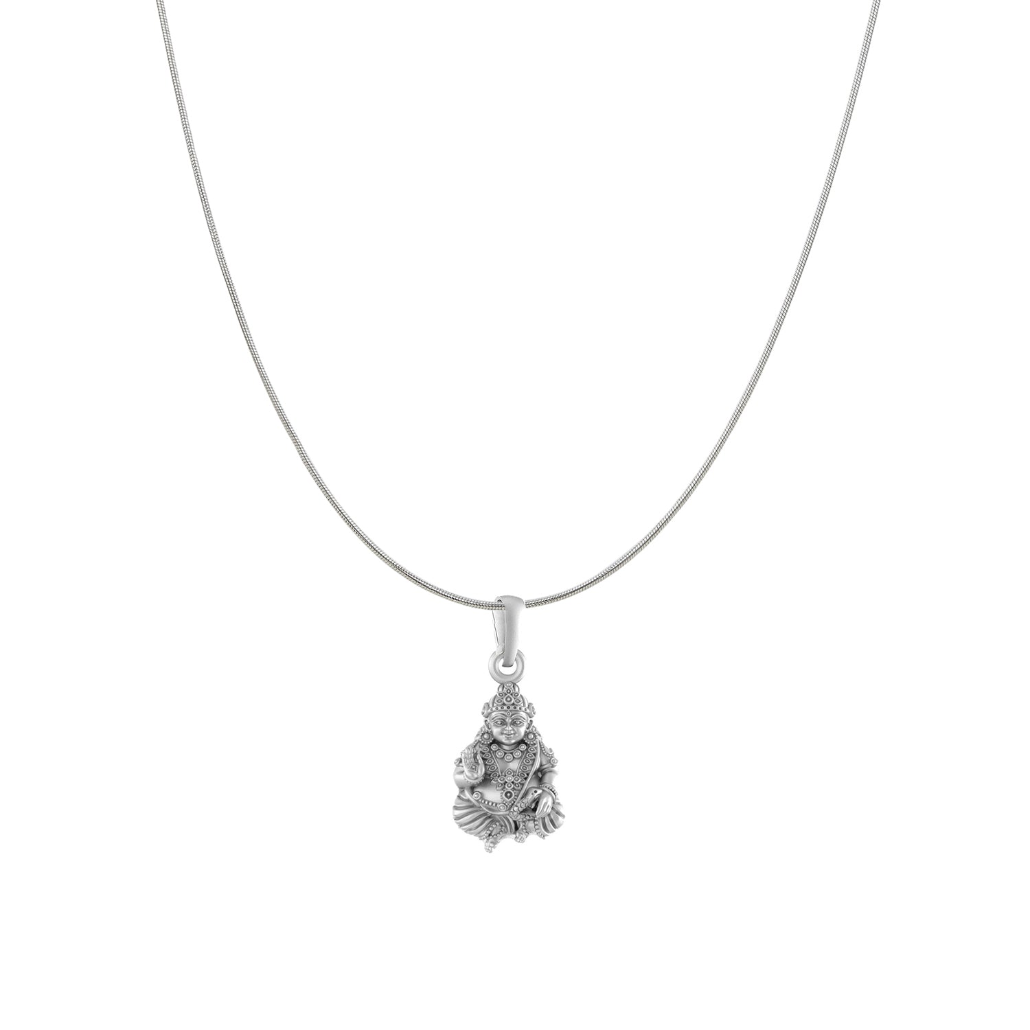 Akshat Sapphire Sterling Silver (92.5% purity) God Kuber Chain Pendant (Pendant with Snake Chain) for Men & Women Pure Silver Lord Kubera Chain Locket for Good Health & Wealth