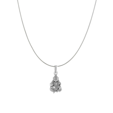 Akshat Sapphire Sterling Silver (92.5% purity) God Kuber Chain Pendant (Pendant with Snake Chain) for Men & Women Pure Silver Lord Kubera Chain Locket for Good Health & Wealth