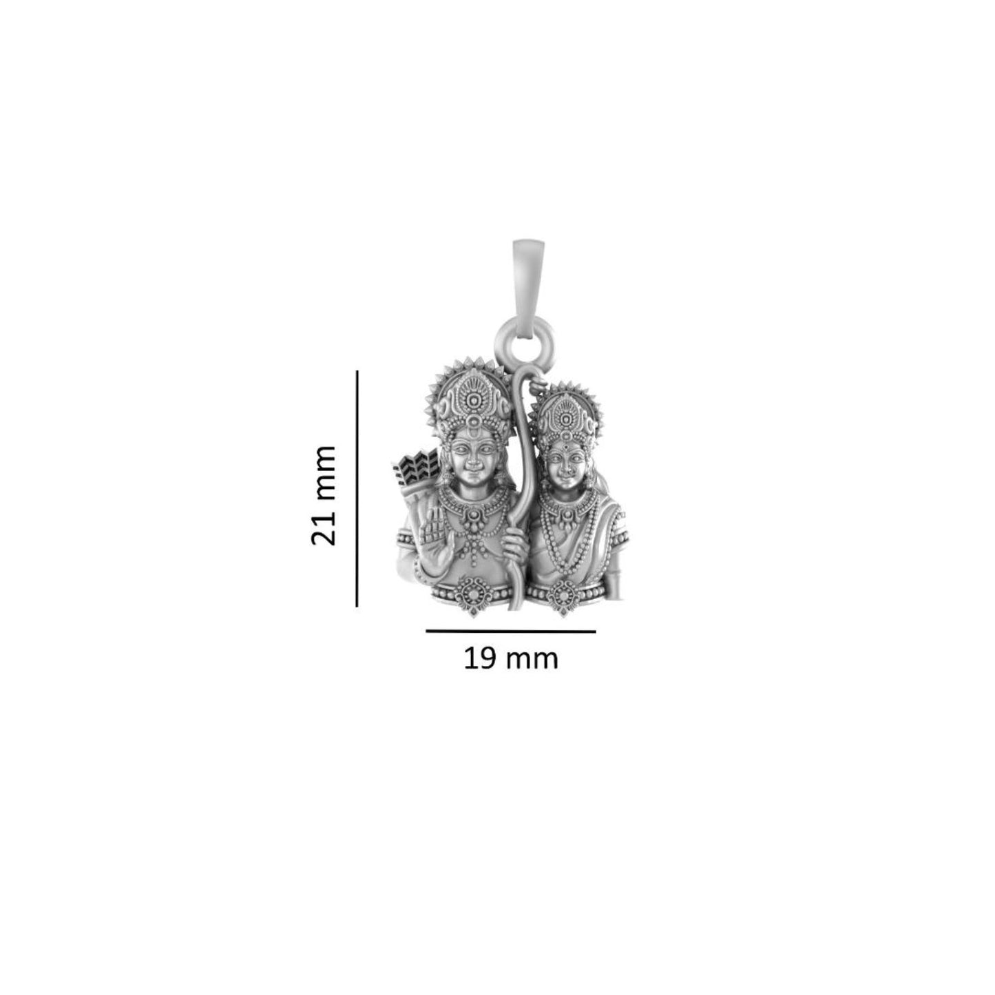 Akshat Sapphire Sterling Silver (92.5% purity) God Ram Sita ji Chain Pendant (Pendant with Snake Chain) for Men & Women Pure Silver Lord Ram Sita Chain Locket for Good Health & Wealth