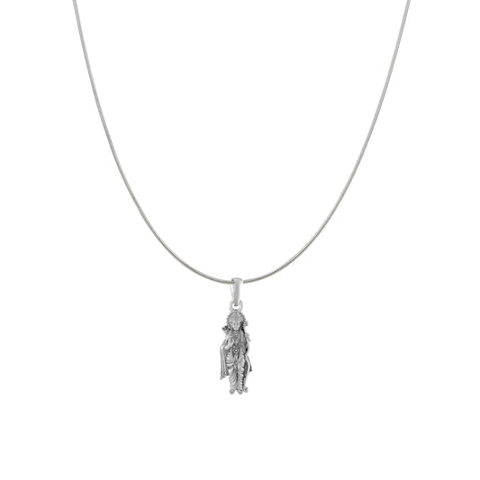 Akshat Sapphire Sterling Silver (92.5% purity) God Ram Ji chain Pendant (Pendant with Snake Chain) for Men & Women Pure Silver Bhagwan Shri Ram Locket for Good Health & Wealth