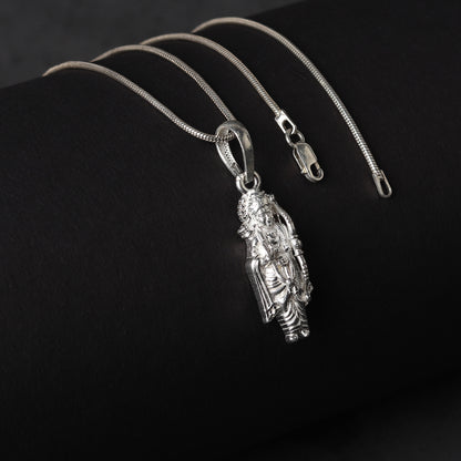 Akshat Sapphire Sterling Silver (92.5% purity) God Ram Ji chain Pendant (Pendant with Snake Chain) for Men & Women Pure Silver Bhagwan Shri Ram Locket for Good Health & Wealth