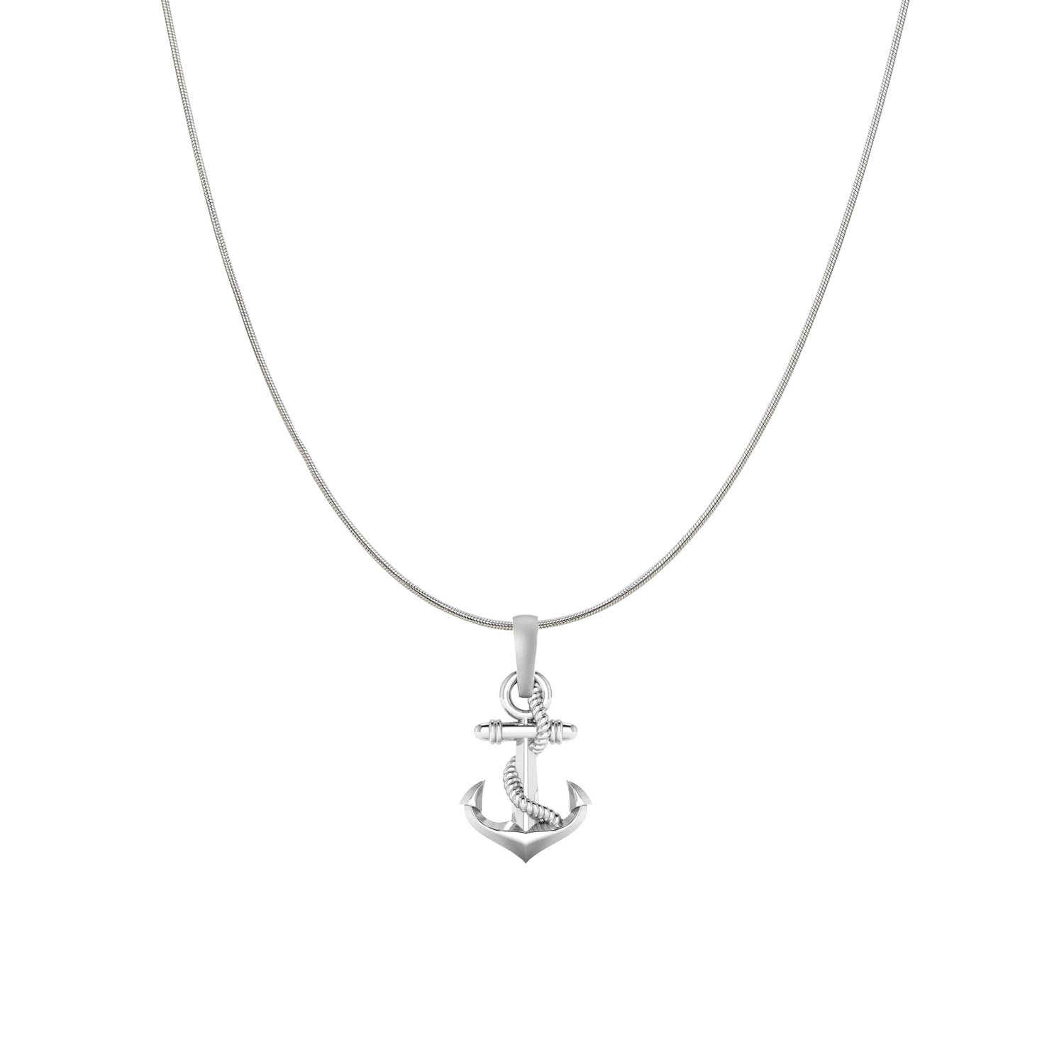 Akshat Sapphire Sterling Silver (92.5% purity) Ship Anchor Chain Pendant (Pendant with Snake Chain) for Men & Women Pure Silver Stylish and fashionable ship anchor chain Locket for Good Health & Wealth