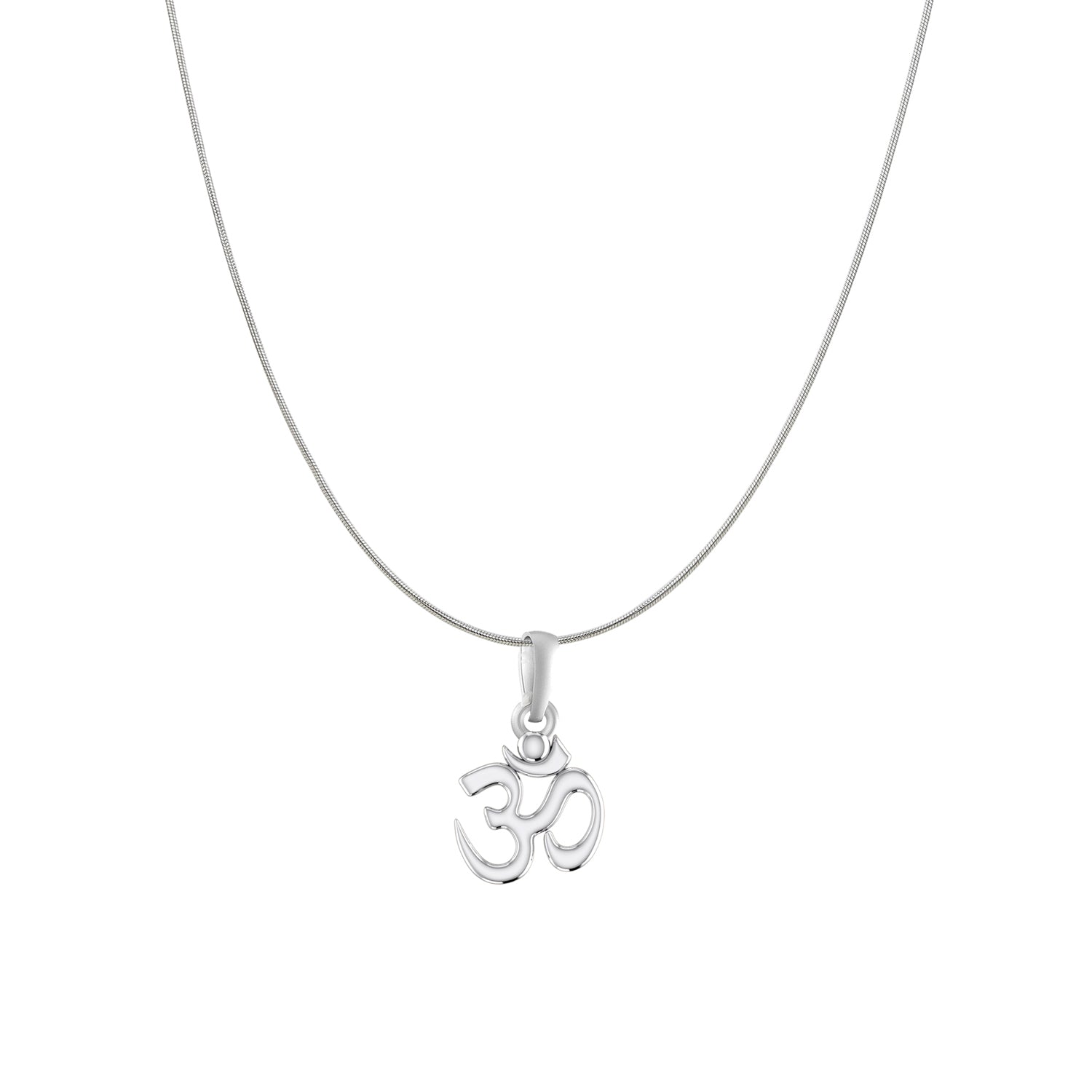 Akshat Sapphire Sterling Silver (92.5% purity) Spiritual OM Chain Pendant (Pendant with Snake Chain) for Men & Women Pure Silver Divine OM Chain Locket for Health & Wealth