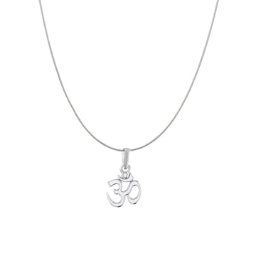 Akshat Sapphire Sterling Silver (92.5% purity) Spiritual OM Chain Pendant (Pendant with Snake Chain) for Men & Women Pure Silver Divine OM Chain Locket for Health & Wealth