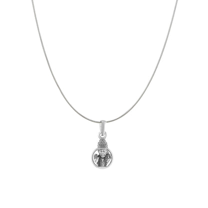 AKSHAT SAPPHIRE Sterling Silver (Silver with 92.5% purity) God Shree Sai Baba chain Pendant (Pendant with Snake Chain) for Men & Women Pure Sterling Silver Lord Sai Baba chain Locket For Good Wealth & Health