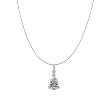 Akshat Sapphire Sterling Silver (92.5% purity) Spiritual God Gautam Buddha Chain Pendant (Pendant with Snake Chain) for Men & Women Pure Silver religious Gautam buddh Chain Locket for Good Health & Wealth