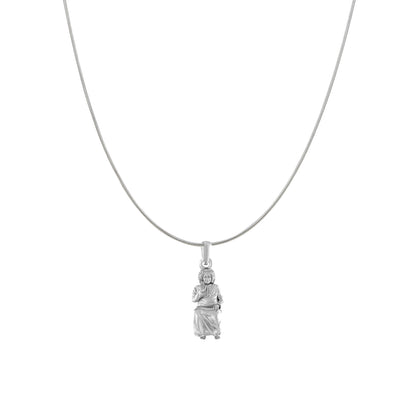 Akshat Sapphire Sterling Silver (92.5% purity) Spiritual Sathya Sai baba Chain Pendant (Pendant with Snake Chain) for Men & Women religious Chain Locket for Good Health & Wealth
