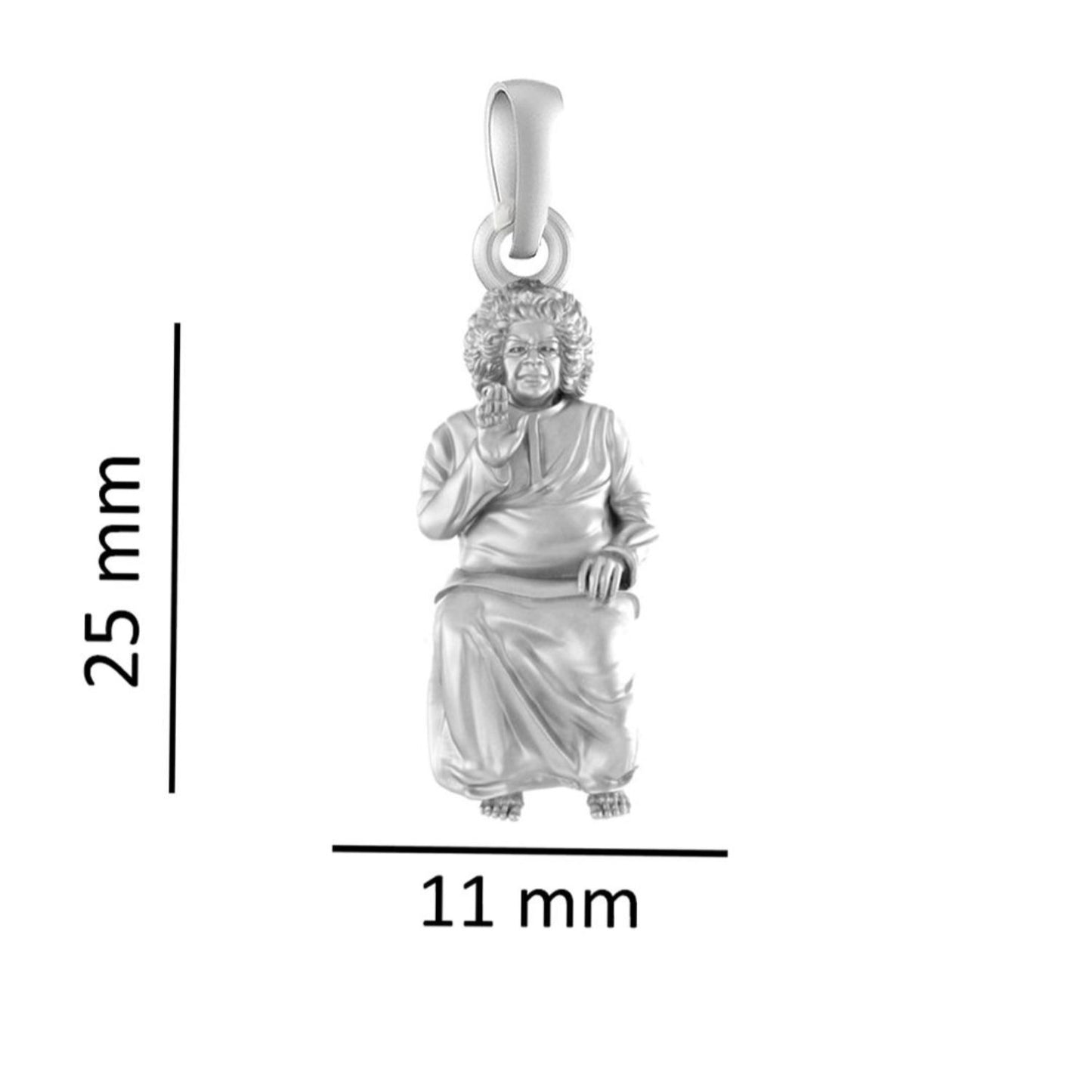 Akshat Sapphire Sterling Silver (92.5% purity) Spiritual Sathya Sai baba Chain Pendant (Pendant with Snake Chain) for Men & Women religious Chain Locket for Good Health & Wealth