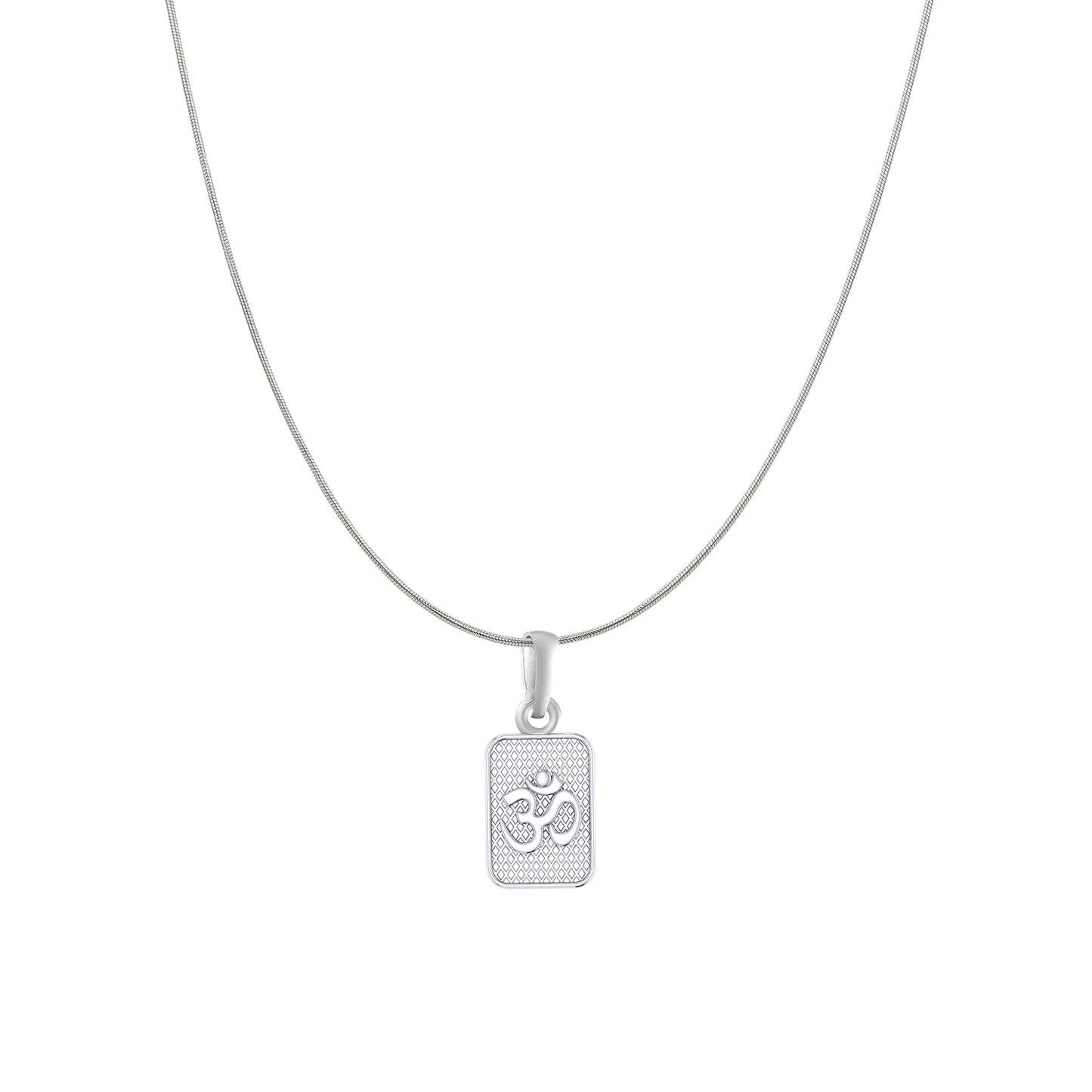 Akshat Sapphire Sterling Silver (92.5% purity) Spiritual OM Chain Pendant (Pendant with Snake Chain) for Men & Women Pure Silver Divine OM Chain Locket for Health & Wealth