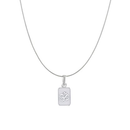 Akshat Sapphire Sterling Silver (92.5% purity) Spiritual OM Chain Pendant (Pendant with Snake Chain) for Men & Women Pure Silver Divine OM Chain Locket for Health & Wealth