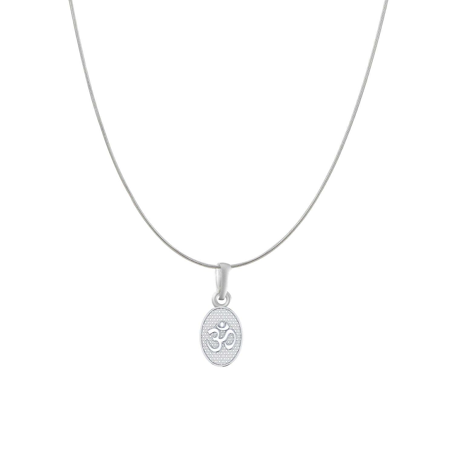 Akshat Sapphire Sterling Silver (92.5% purity) Spiritual OM Chain Pendant (Pendant with Snake Chain) for Men & Women Pure Silver Divine OM Chain Locket for Health & Wealth