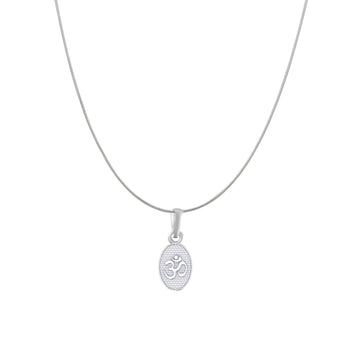 Akshat Sapphire Sterling Silver (92.5% purity) Spiritual OM Chain Pendant (Pendant with Snake Chain) for Men & Women Pure Silver Divine OM Chain Locket for Health & Wealth