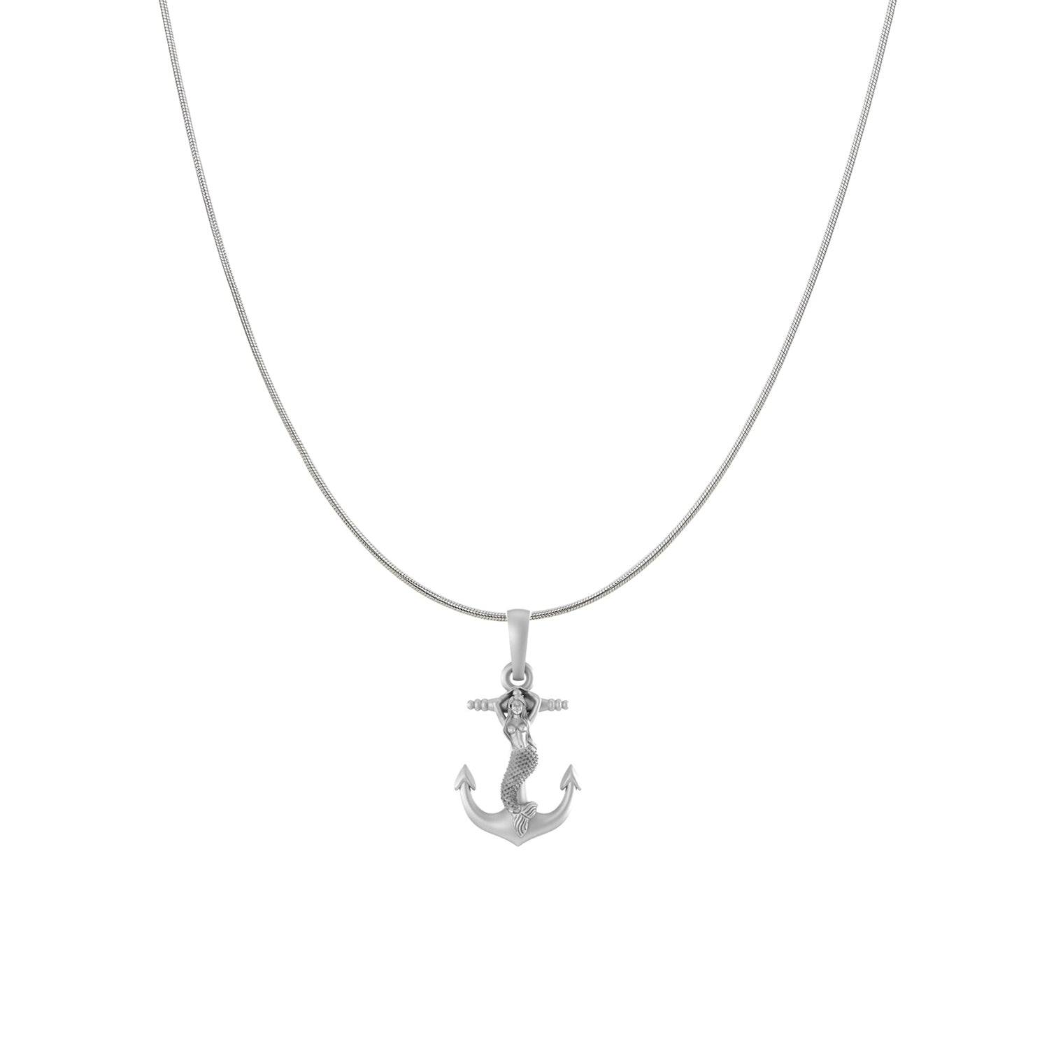 Akshat Sapphire Sterling Silver (92.5% purity) Ship Anchor Chain Pendant (Pendant with Snake Chain) for Men & Women Pure Silver Stylish and fashionable ship anchor chain Locket for Good Health & Wealth