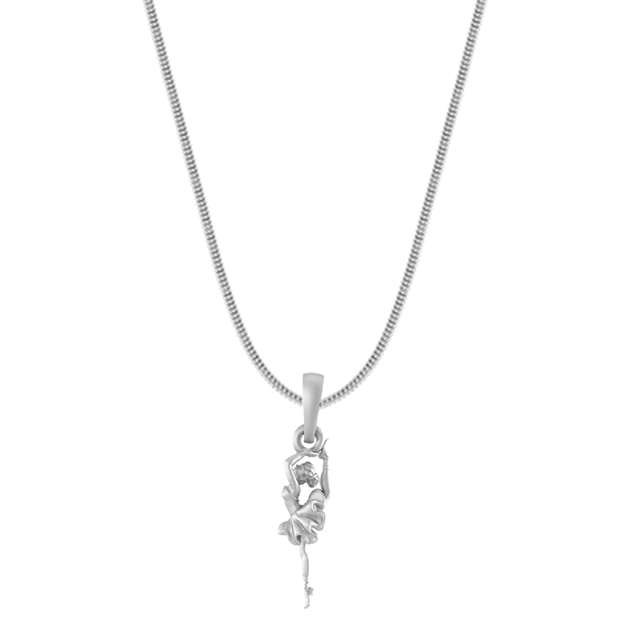 Akshat Sapphire Sterling Silver (92.5% purity) Stylish and Fashionable Happy Dancing girl Chain Pendant (Pendant with Snake Chain) for Men & Women Pure Silver gorgeous dancing girl Chain Locket for Happiness and joy