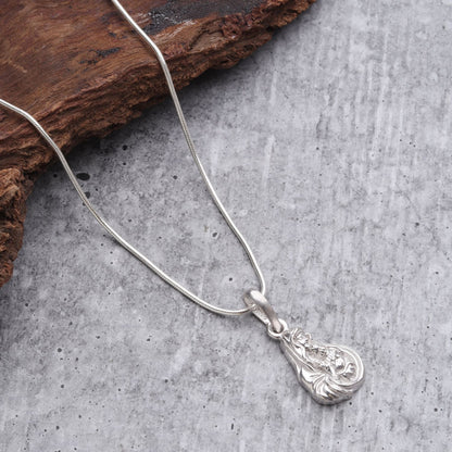 Akshat Sapphire Sterling Silver (92.5% purity) God Mother Mary chain Pendant (Pendant with Snake Chain) for Men & Women Pure Silver Mother Marry chain Locket for Good Health & Wealth