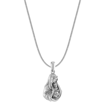 Akshat Sapphire Sterling Silver (92.5% purity) God Mother Mary chain Pendant (Pendant with Snake Chain) for Men & Women Pure Silver Mother Marry chain Locket for Good Health & Wealth