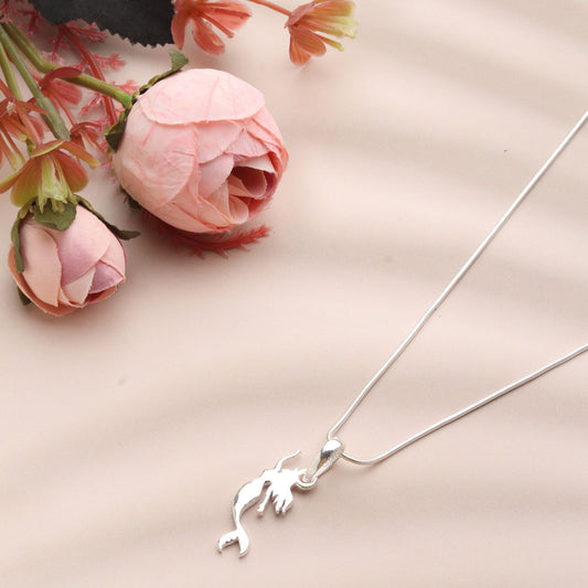 Akshat Sapphire Sterling Silver (92.5% purity) ambitious and Stylish divine Mermaid Chain Pendant  (Pendant with Snake Chain) for Men & Women Pure Silver Fashionable and gorgeous Mermaid Chain Locket for Happiness and joy