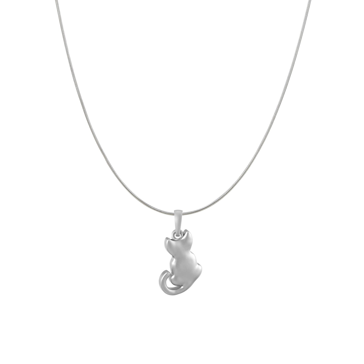 Akshat Sapphire Sterling Silver (92.5% purity) Stylish and Fashionable Cute Cat Chain Pendant (Pendant with Snake Chain) for Men & Women Pure Silver Cat Chain Locket for Happiness and joy