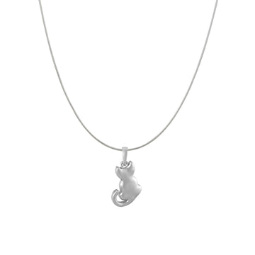 Akshat Sapphire Sterling Silver (92.5% purity) Stylish and Fashionable Cute Cat Chain Pendant (Pendant with Snake Chain) for Men & Women Pure Silver Cat Chain Locket for Happiness and joy
