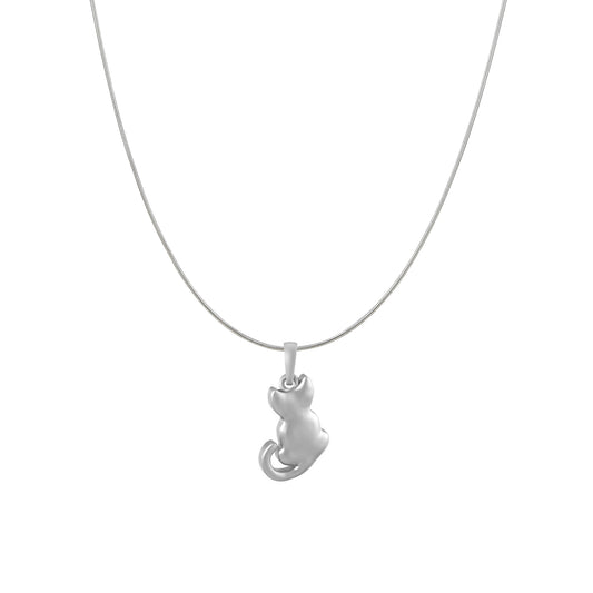 Akshat Sapphire Sterling Silver (92.5% purity) Stylish and Fashionable Cute Cat Chain Pendant (Pendant with Snake Chain) for Men & Women Pure Silver Cat Chain Locket for Happiness and joy