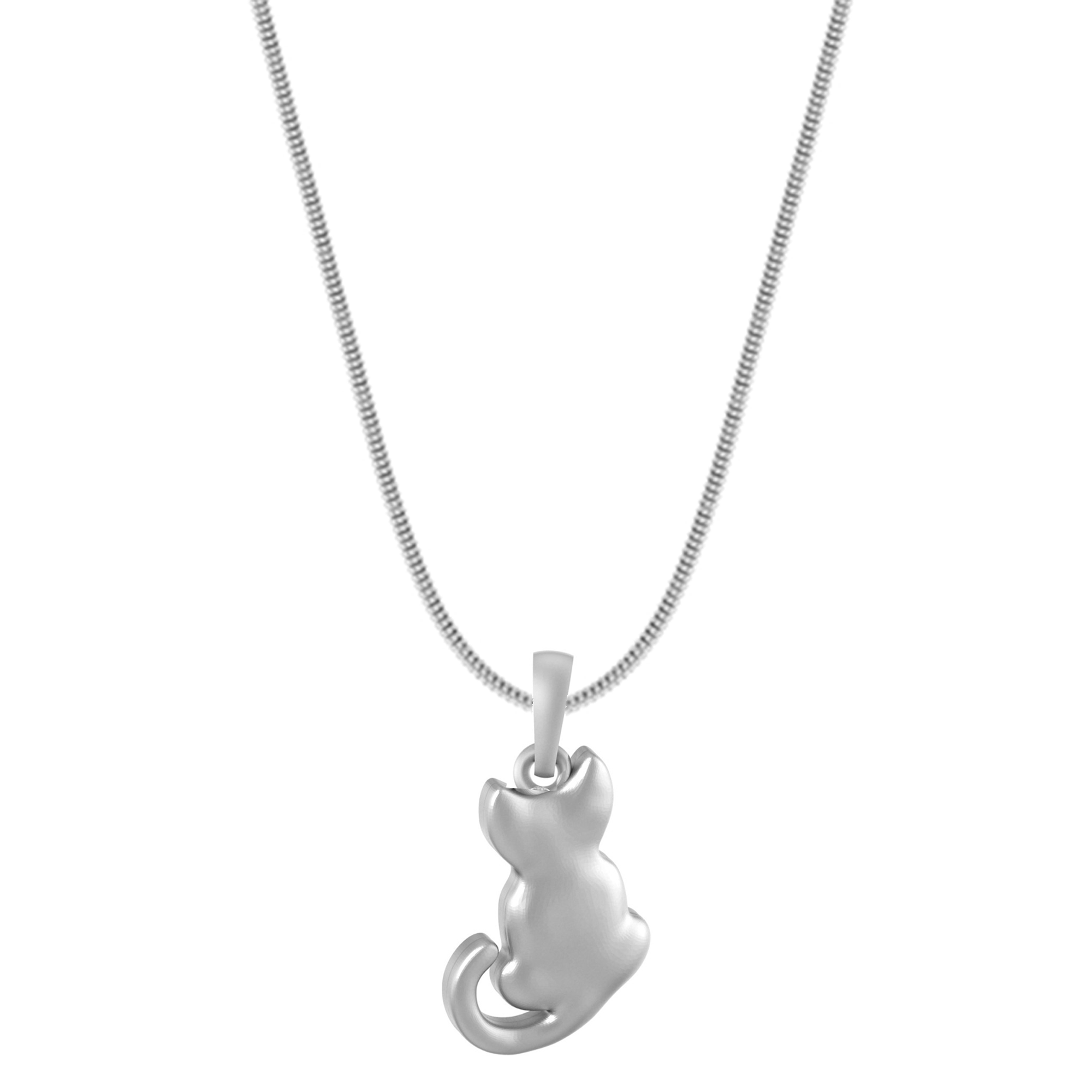 Akshat Sapphire Sterling Silver (92.5% purity) Stylish and Fashionable Cute Cat Chain Pendant (Pendant with Snake Chain) for Men & Women Pure Silver Cat Chain Locket for Happiness and joy
