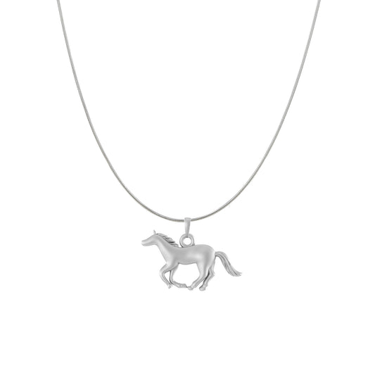 Akshat Sapphire Sterling Silver (92.5% purity) Strength Symbolic Horse Chain Pendant (Pendant with Snake Chain) for Men & Women Pure Silver Horse Chain Locket to represent strength and power