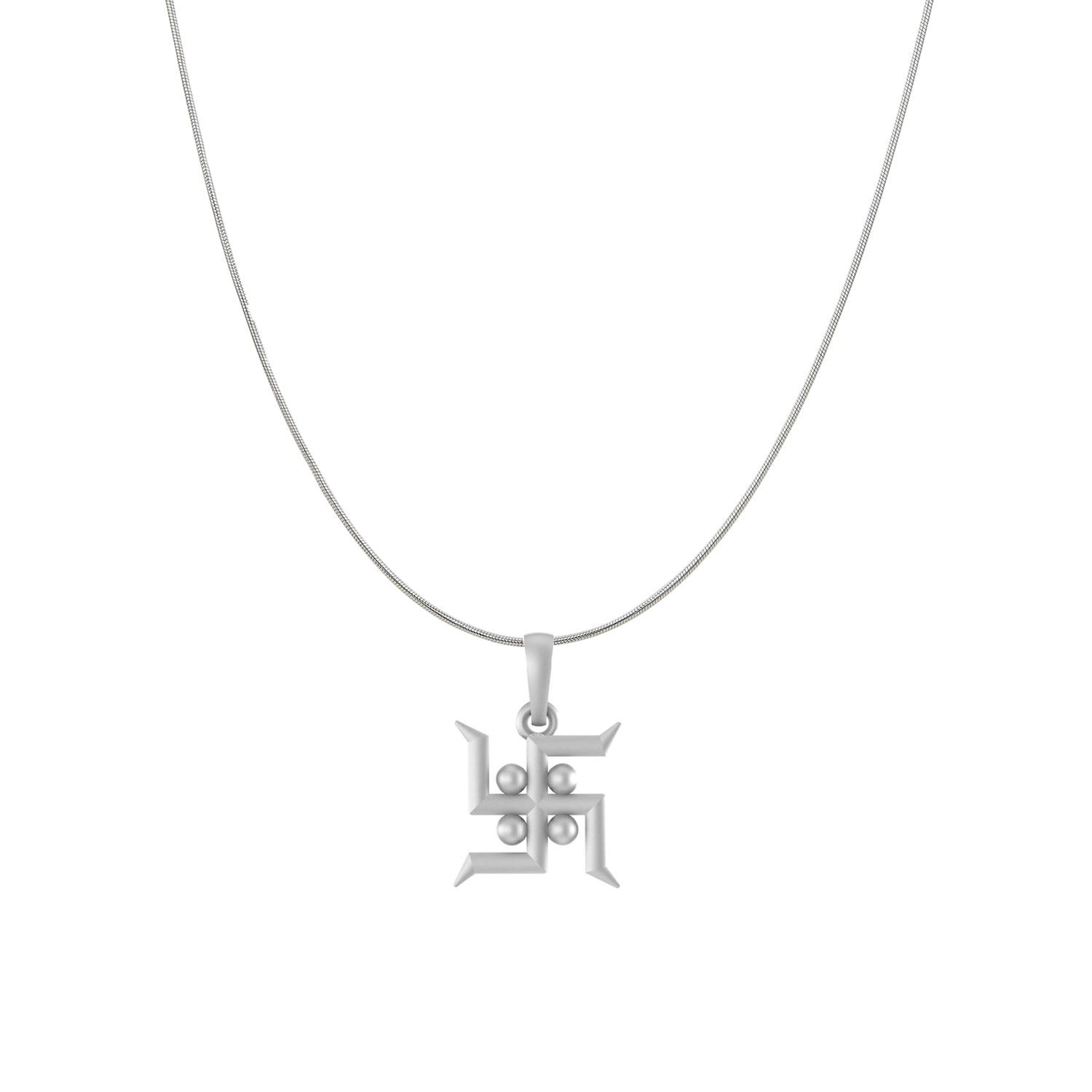 Akshat Sapphire Sterling Silver (92.5% purity) Spiritual Swastik Symbol Chain Pendant (Pendant with Snake Chain) for Men & Women Pure Silver Divine & prosperous  Swastik Chain Locket for Good Health & Wealth