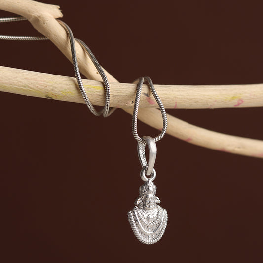 Akshat Sapphire Sterling Silver (92.5% purity) God Baba Khatu Shyam Chain Pendant (Pendant with Snake Chain) for Men & Women Pure Silver Lord Baba Khatu Shyam Chain Locket for Good Health & Wealth