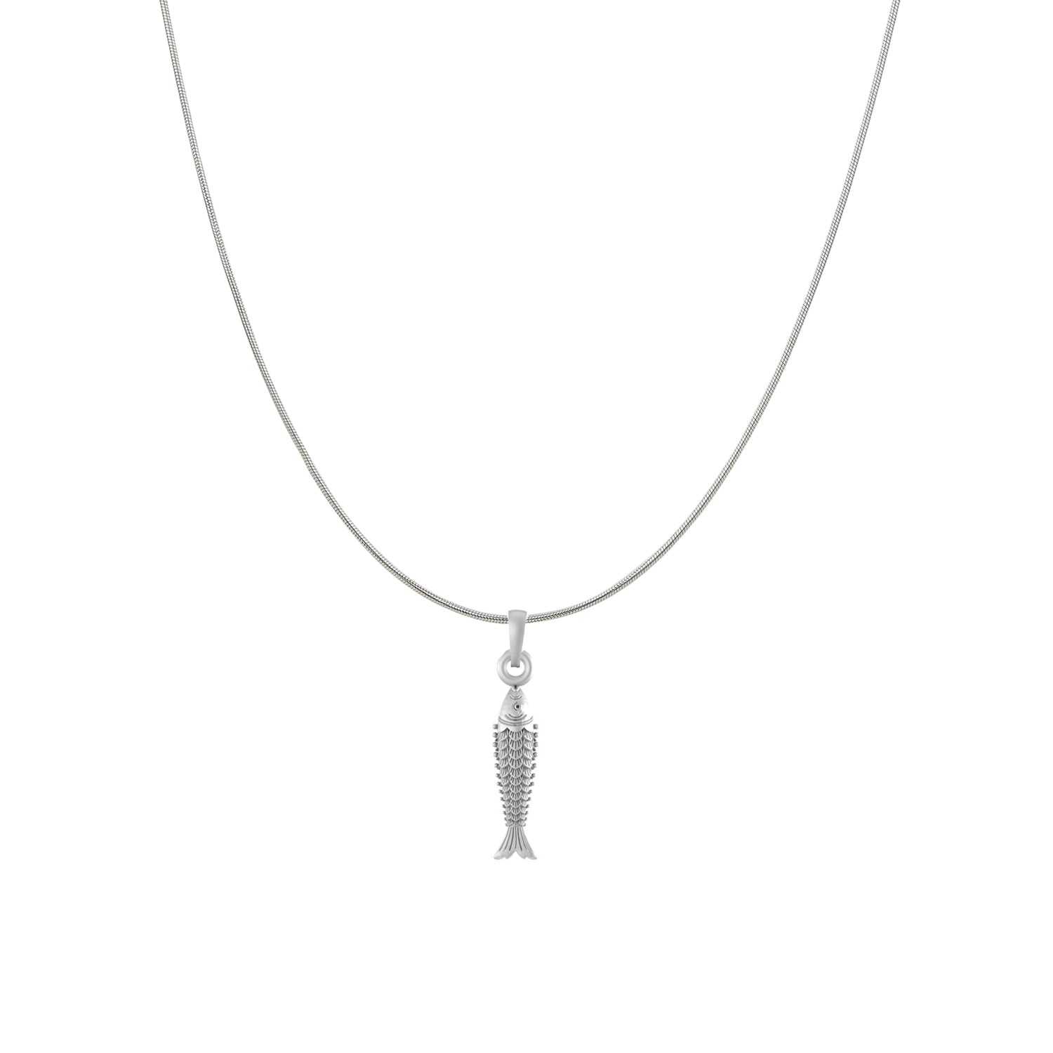 Akshat Sapphire Sterling Silver (92.5% purity) Stylish and Fashionable Fish Chain Pendant  (Pendant with Snake Chain) for Men & Women Pure Silver Fish Chain Locket for Happiness and joy