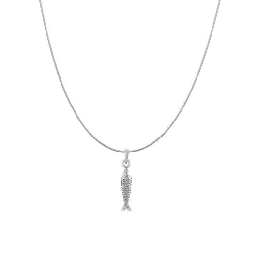 Akshat Sapphire Sterling Silver (92.5% purity) Stylish and Fashionable Fish Chain Pendant  (Pendant with Snake Chain) for Men & Women Pure Silver Fish Chain Locket for Happiness and joy