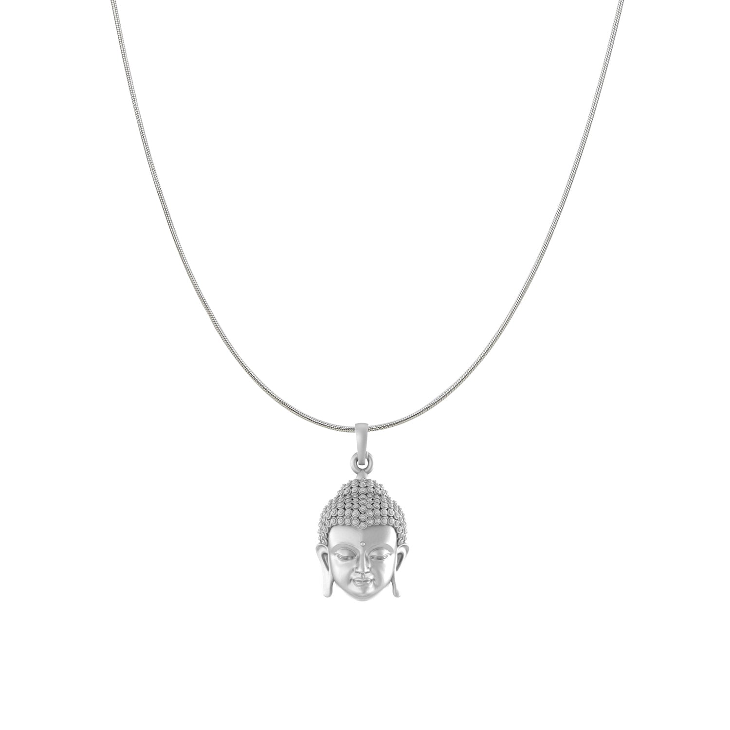 Akshat Sapphire Sterling Silver (92.5% purity) Spiritual God Gautam Buddha Chain Pendant (Pendant with Snake Chain) for Men & Women Pure Silver religious Gautam buddh Chain Locket for Good Health & Wealth