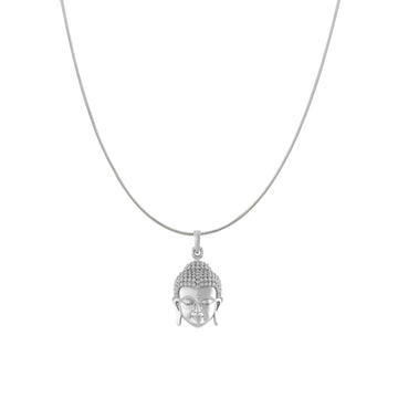 Akshat Sapphire Sterling Silver (92.5% purity) Spiritual God Gautam Buddha Chain Pendant (Pendant with Snake Chain) for Men & Women Pure Silver religious Gautam buddh Chain Locket for Good Health & Wealth