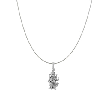 Akshat Sapphire Sterling Silver (92.5% purity) Goddess Mansa Devi Ji chain Pendant (Pendant with Snake Chain) for Men & Women Pure Silver Maa Mansa Devi Shaktipeeth chain Locket for Good Health & Wealth